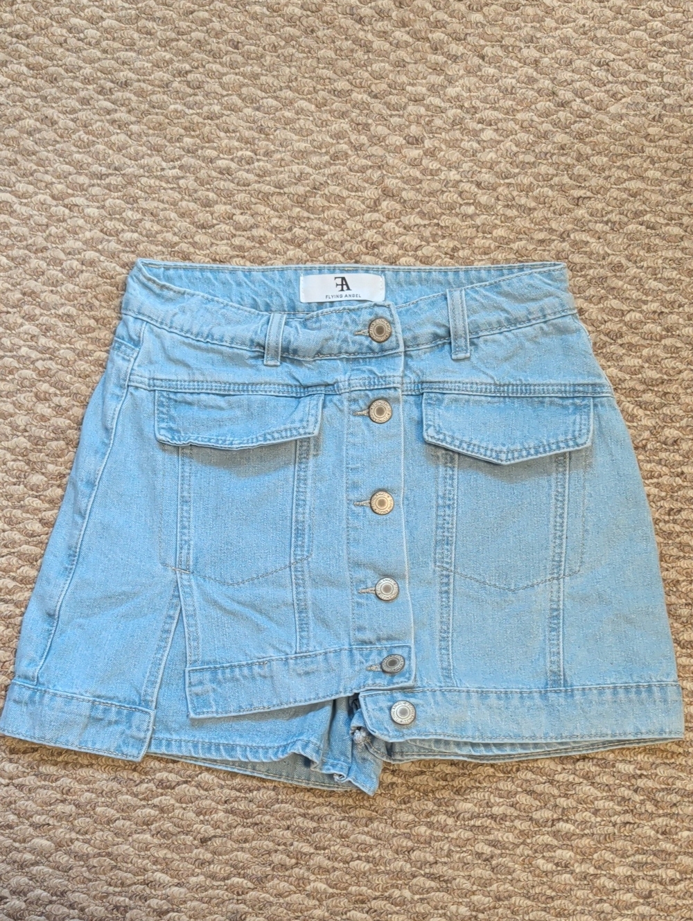 Flying Angel Button-Front Denim Skort